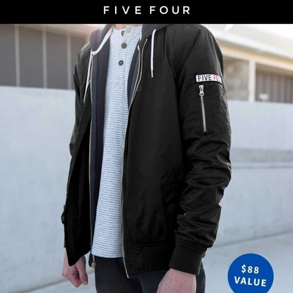 Five Four Men's Lightweight Bomber Jack Zip up Pocket side patch detail Size L